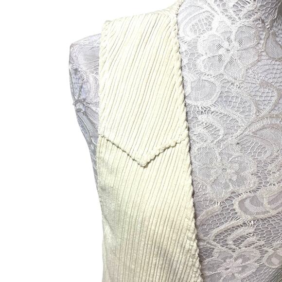 For Love and Lemons Carson Corduroy Vest Cream Women Small NWT Button Front - Picture 6 of 7